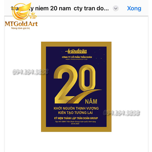 Bản thiết kế 3d- tranh kỷ niệm 20 năm thành lập Trần Doãn Group gửi khách hàng