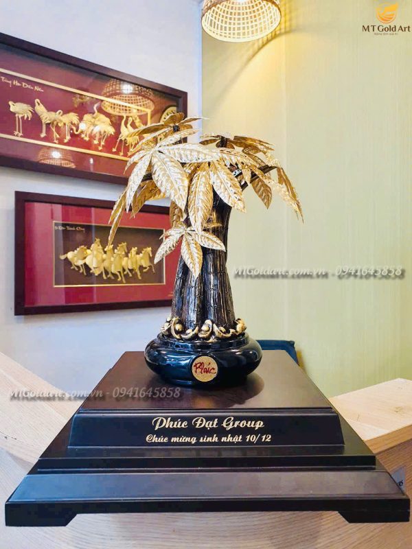 quà tặng sinh nhật khách hàng- Phúc Đạt group- Chậu cây kim ngân dát vàng