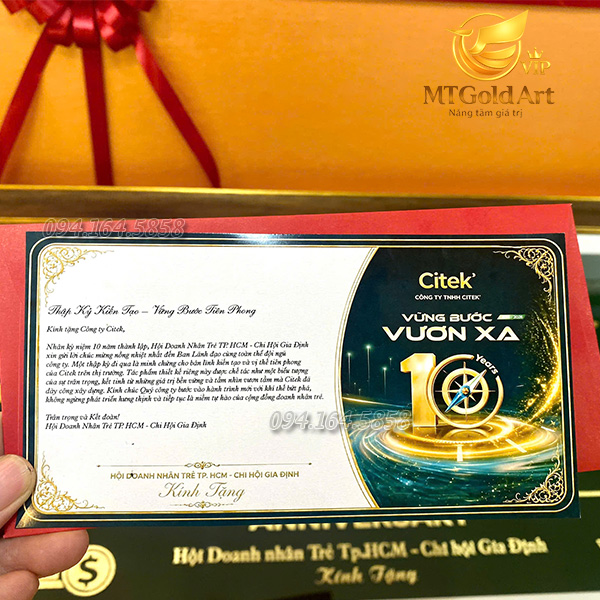 Thiệp chúc mừng kỷ niệm 10 năm thành lập Citek' kèm quà tặng mtgoldart