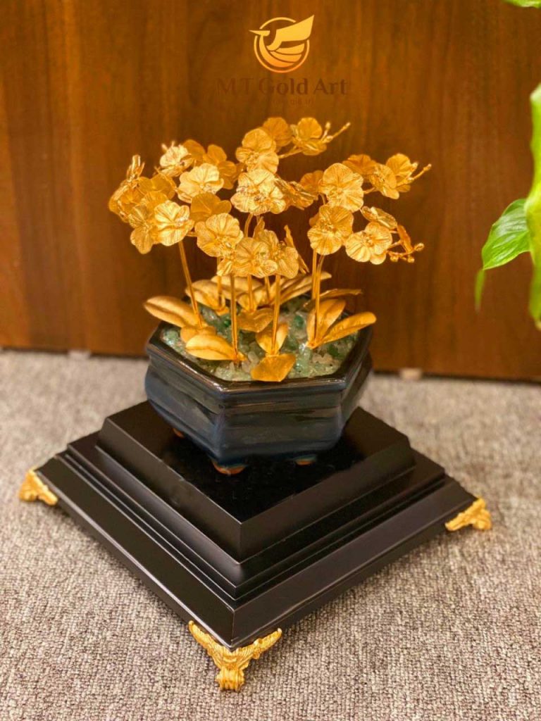 Chậu cây hoa lan dát vàng - Quà tặng sếp nữ cao cấp 