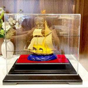 Mô hình thuyền buồm dát vàng 24K (M02) qua tang doanh nghiep cao cap mo hinh thuyen dat vang2