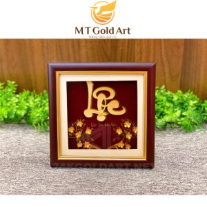 Tranh chữ Lộc Dát vàng (20x20cm) Tranh chu loc1