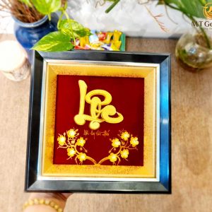 Tranh chữ Lộc Dát vàng (20x20cm) tranh chu loc qua mung tho y nghia 2