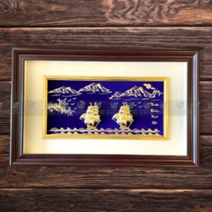 Tranh thuyền buồm Dát Vàng (40x65cm) tranh doi thuyen 40x65cm 2 1