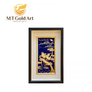 Tranh tùng hạc diên niên dát vàng 24k (40×65cm) tranh tung hac1 1