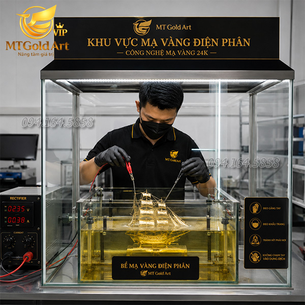 Quy trình mạ vàng điện phân chuyên nghiệp tại quà vàng Mt Gold Art Quy trình mạ vàng điện phân chuyên nghiệp tại quà vàng Mt Gold Art