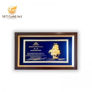 Tranh thiết kế theo yêu cầu dát vàng tranh thuyen logo 4065