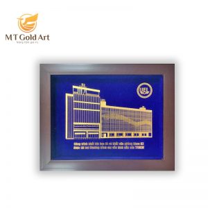 Tranh thiết kế theo yêu cầu dát vàng tranh toa nha