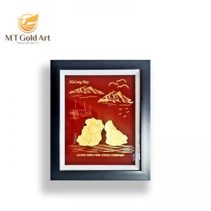 Tranh thiết kế theo yêu cầu dát vàng tranh vinh ha long 1