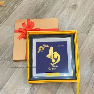 Tranh Chữ An dát vàng 24k 2020cm- Quà Tặng Ý Nghĩa qua tang khach hang tranh chu an dat vang