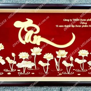 Tranh chữ Tâm hoa sen- Quà tặng kỷ niệm thành lập Dược Phẩm Hoa Linh