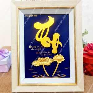 Tranh Chữ Thọ Dát Vàng 24k (27x34cm)- Quà Mừng Thọ Ý Nghĩa tranh chu tho 27x34 qua tang mung tho y nghia