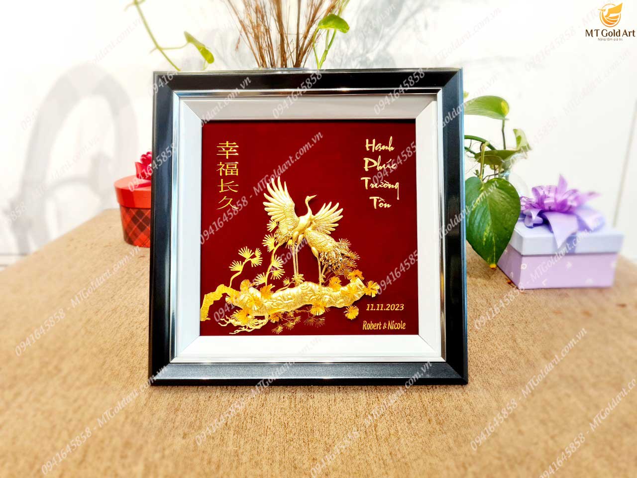 Quà Tặng Kỷ Niệm Ngày Cưới : 25+ Xu Hướng Quà tặng Cao Cấp, Ý Nghĩa Tranh tùng hạc hiên diên- Quà tặng kỷ niệm ngày cưới Robert và Nicole