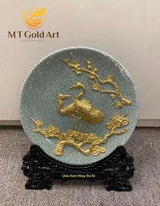 Đĩa tùng hạc hiên diên- Quà mừng thọ ông bà ý nghĩa