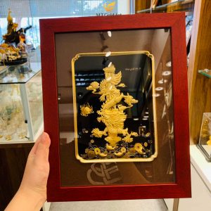 Tranh Rồng Phú Quý Dát Vàng (27x34cm) tranh rong qua tet cao cap