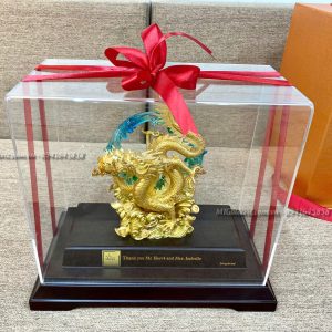 Tượng Rồng Phong Thủy Dát Vàng 24k (34x29x17cm) qua tang ky niem 30 nam thanh lap Olmix tuong rong dat vang