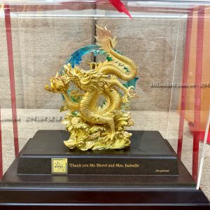Tượng Rồng Phong Thủy Dát Vàng 24k (34x29x17cm) qua tang ky niem 30 nam thanh lap tuong rong dat vang