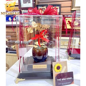 Chậu Hoa Lan Hồ Điệp 3 Nhánh Dát Vàng 24k (32x22x22cm)- Quà Tặng Khách Hàng Ý Nghĩa qua tet tang NSND Que Tran chau hoa lan ho diep dat vang1