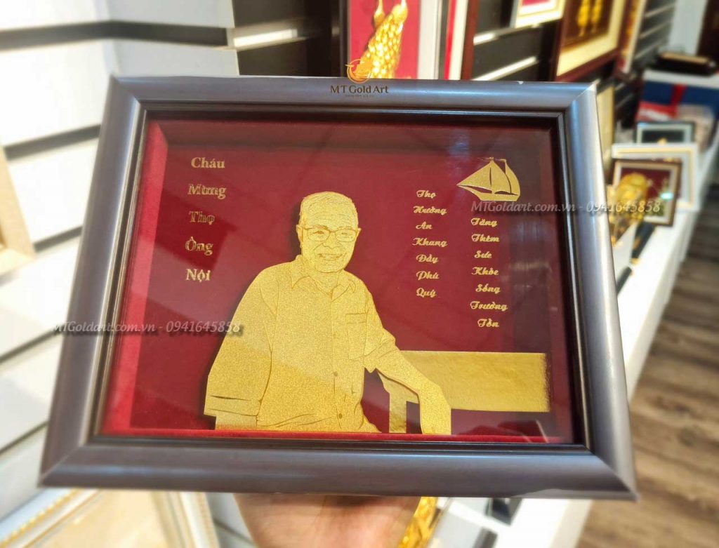 Quà Tặng Mừng Thọ Ông 90 Tuổi- Tranh Chân Dung Cụ Ông Thiết kế Theo Yêu Cầu Quà tặng mừng thọ ông 90 tuổi- tranh chân dung ông