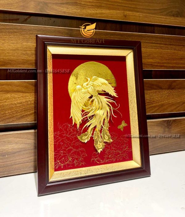Quà tặng sếp nữ cao cấp- tranh phượng hoàng dát vàng