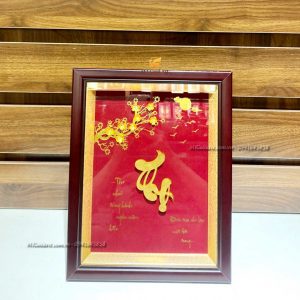 Tranh Chữ Thọ Hoa Mai (25x32cm)- Quà Mừng Thọ Cao Cấp tranh chu tho 2532 qua tang mung tho ong ba cao cap y nghia