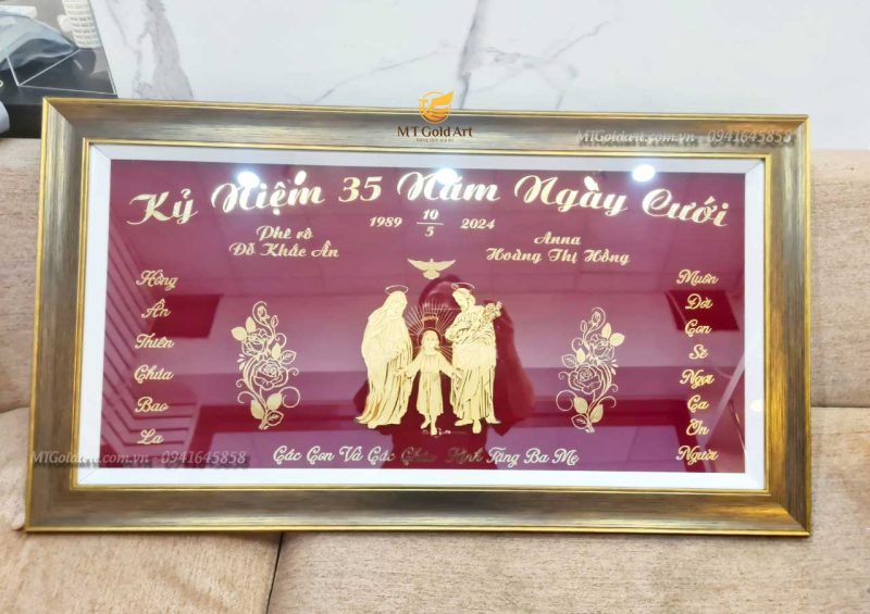 quà tặng 35 năm ngày cưới phê rô Đỗ Khắc Ân và Anna Hoàng Thị Hồng- tranh thiết kế theo yêu cầu