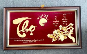 quà tăng mừng thọ 80 tuổi- tranh chữ thọ dát vàng