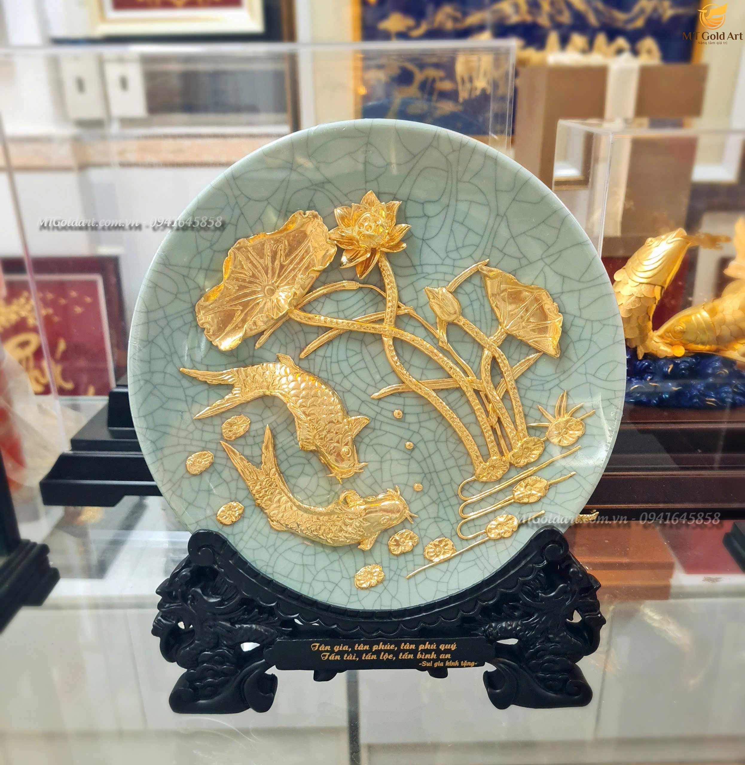 quà tặng tân gia cho sui gia- đĩa cá chép hoa sen quà tặng tân gia cho sui gia- đĩa cá chép hoa sen