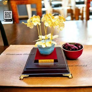 quà tặng sinh nhật sếp- chậu hoa lan 6 nhánh dát vàng