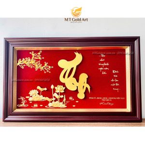 quà mừng thọ- tỉnh ủy nghệ an kính tặng- tranh chữ thọ dát vàng