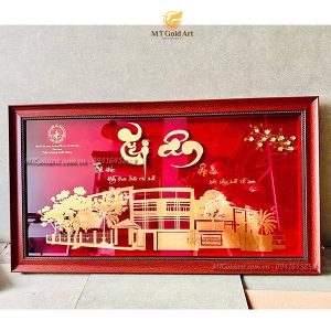 quà tặng kỷ niệm thành lập trường- tranh chữ tri ân dát vàng