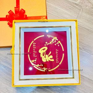 quà tặng sinh nhật sếp - tranh chữ phúc dát vàng