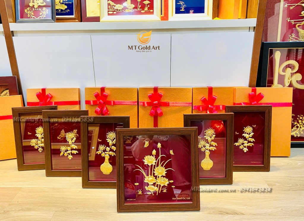 Quà Tặng Đối Tác Nhật Bản Công Ty N- Asset Việt Nam- 6 Tranh Hoa Dát Vàng quà tặng đối tác nhật bản- Công ty TNHH ASET Việt Nam- tranh hoa dát vàng