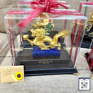 quà tặng đối tác nam- tượng rồng phú quý dát vàng