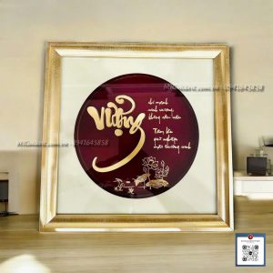 quà tặng sếp- tranh chữ vượng dát vàng
