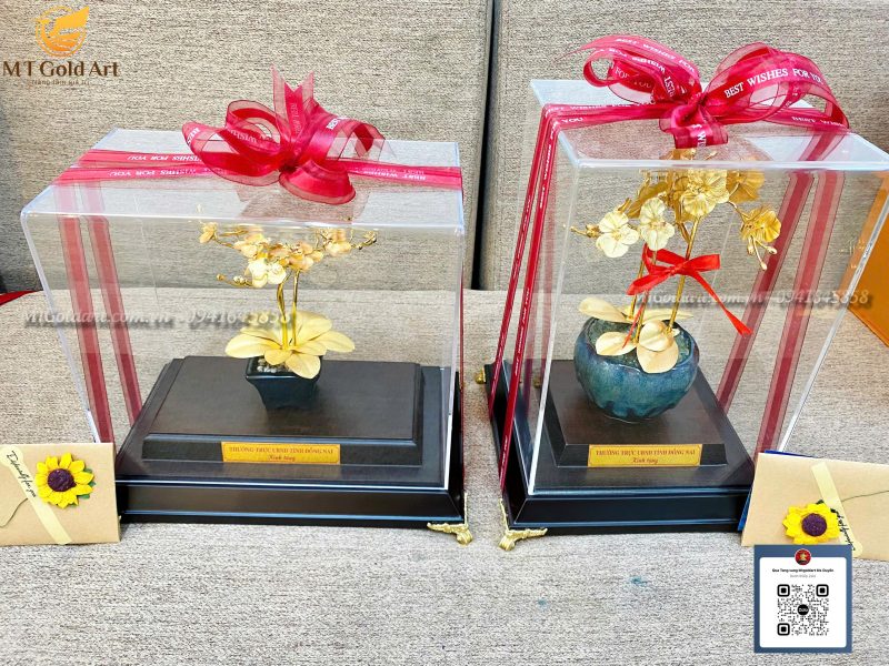 Tuyệt Phẩm Chậu Hoa Lan: Bí Mật Đằng Sau Món Quà Tặng Lãnh Đạo Cấp Cao Từ UBND Tỉnh Đồng Nai Quà tặng lãnh đạo cấp cao thường trực UBND Tỉnh Đồng Nai kính tặng- chậu hoa lan dát vàng