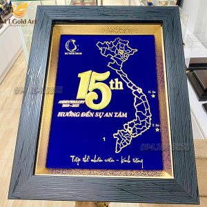 quà 15 năm thành lập đại lý thuế bắc trung nam- tranh thiết kế theo yêu cầu dát vàng