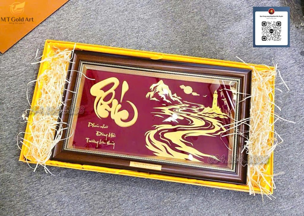 Quà tặng mừng thọ ý nghĩa- tranh chữ phúc dát vàng Quà tặng mừng thọ ý nghĩa- tranh chữ phúc dát vàng
