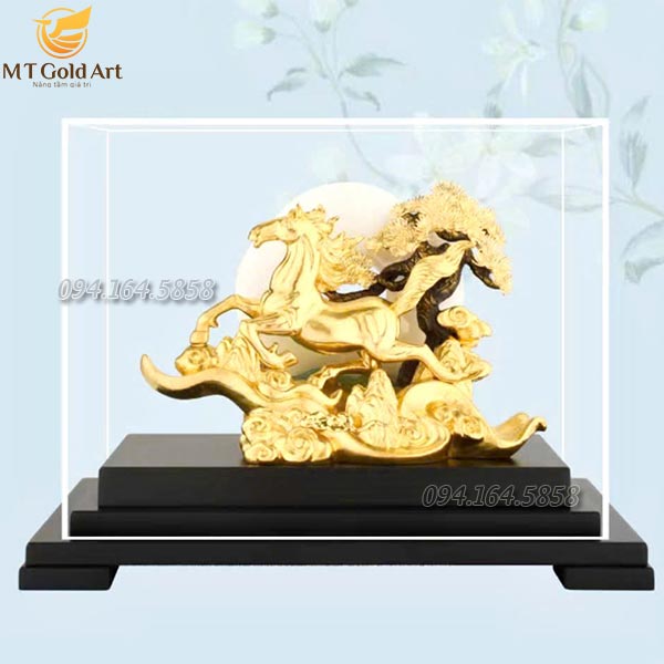 quà tết 2026 cao cấp- tượng ngựa phong thủy dát vàng