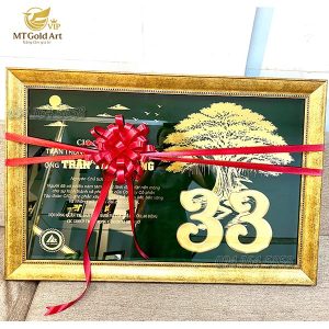 Quà tặng lãnh đạo về hưu- CIC GROUP- Tranh tri ân lãnh đạo thiết kế theo yêu cầu dát vàng