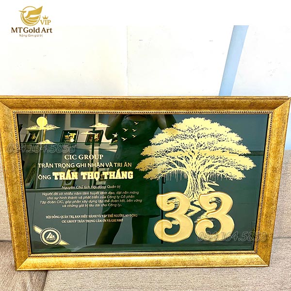 Quà tặng cho lãnh đạo về hưu- CIC GROUP- Tranh thiết kế theo yêu cầu dát vàng