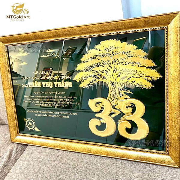 Quà tặng cho lãnh đạo về hưu- CIC GROUP- Tranh thiết kế theo yêu cầu dát vàng