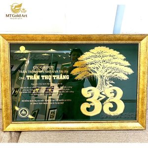 Quà tặng lãnh đạo về hưu- CIC GROUP- Tranh thiết kế theo yêu cầu dát vàng