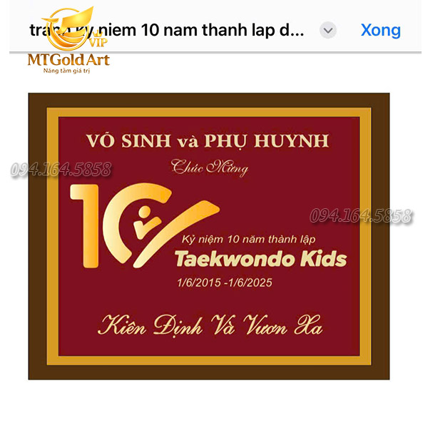 Bản thiết kế 3d gửi khách hàng duyệt- tranh kỷ niệm 10 năm thành lập Taekwondo kids