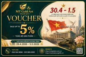 Voucher chương trình khuyến mãi quà vàng MT Gold Art dịp đại lễ 30.4 - 1.5
