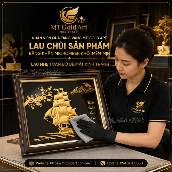 Hướng dẫn sử dụng và bảo quản tranh dát vàng tại MT Gold Art