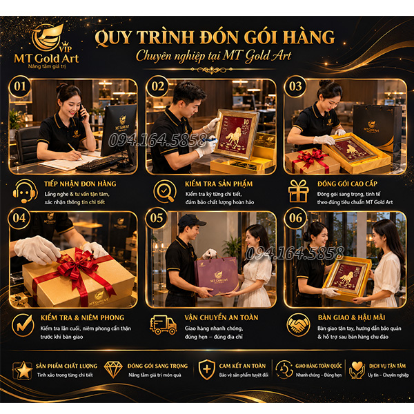 Quy trình đóng gói quà tặng cao cấp an toàn tại quà vàng MT Gold Art