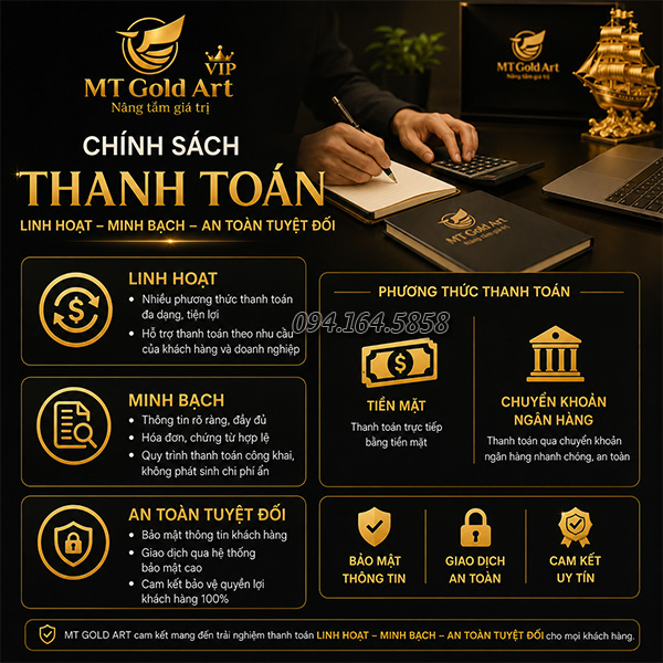 Chính sách thah toán an tâm mình bạch tại quà vàng MT Gold Art