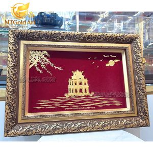 Tranh tháp rùa hồ gươm dát vàng- Quà tặng khách nước ngoài T&TGroup