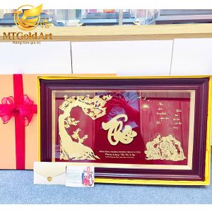 Tranh chữ thọ thiết kế dát vàng - quà mừng thọ cụ 95 tuổi